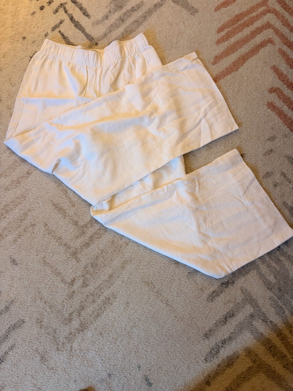 NWOT Abercrombie and Fitch white linen blend lined wide leg pants medium